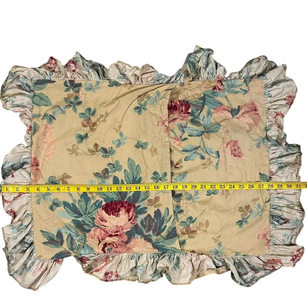 Ralph Lauren Pillow Sham Elsa Grasslands Cover Ruffled Floral Standard Square